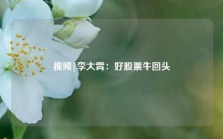 视频|李大霄：好股票牛回头