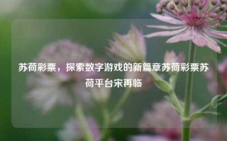 苏荷彩票，探索数字游戏的新篇章苏荷彩票苏荷平台宋再临