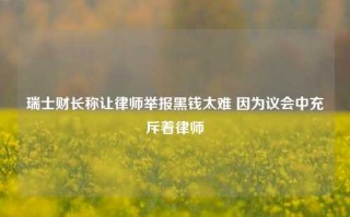 瑞士财长称让律师举报黑钱太难 因为议会中充斥着律师