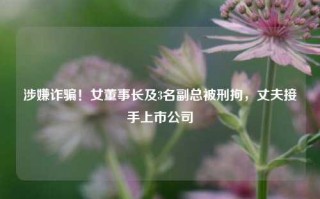 涉嫌诈骗！女董事长及3名副总被刑拘，丈夫接手上市公司