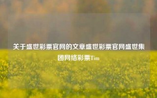 关于盛世彩票官网的文章盛世彩票官网盛世集团网络彩票Tim