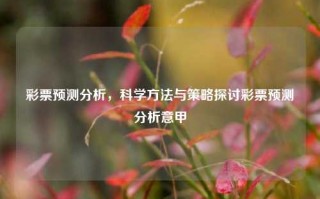 彩票预测分析，科学方法与策略探讨彩票预测分析意甲