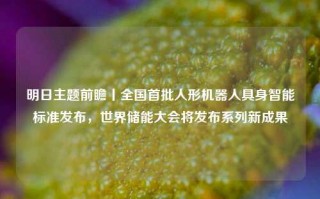 明日主题前瞻丨全国首批人形机器人具身智能标准发布，世界储能大会将发布系列新成果