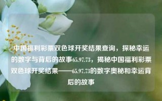 中国福利彩票双色球开奖结果查询，探秘幸运的数字与背后的故事65.97.73，揭秘中国福利彩票双色球开奖结果——65.97.73的数字奥秘和幸运背后的故事，揭示数字之谜，65.97.73——双色球开奖背后的故事及秘密揭秘