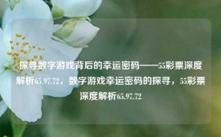 探寻数字游戏背后的幸运密码——55彩票深度解析65.97.72，数字游戏幸运密码的探寻，55彩票深度解析65.97.72，揭秘数字游戏幸运密码——55彩票深度解析65.97.72的探索之旅