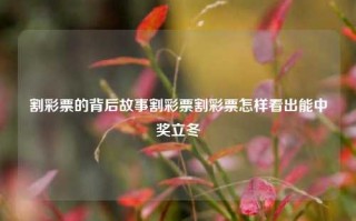 割彩票的背后故事割彩票割彩票怎样看出能中奖立冬