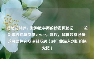 揭秘发财梦，遨游数字海的珍贵探秘记 —— 龙彩票浅评与反思65.97.82，建议，解析致富迷航:龙彩票探究及深刻反思（对行业深入剖析的探究记），探寻财富之门，龙彩票评价及其后的深远思考和总结揭示