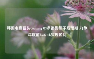 韩国电商巨头Coupang Q3净销售额不及预期 力争年底前Farfetch实现盈利