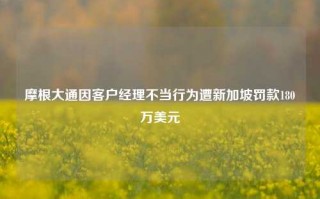 摩根大通因客户经理不当行为遭新加坡罚款180万美元