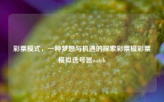 彩票模式，一种梦想与机遇的探索彩票模彩票模拟选号器watch