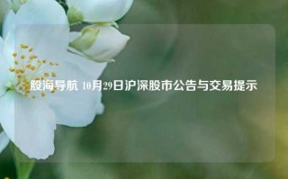 股海导航 10月29日沪深股市公告与交易提示