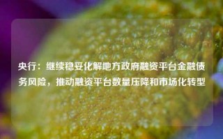 央行：继续稳妥化解地方政府融资平台金融债务风险，推动融资平台数量压降和市场化转型