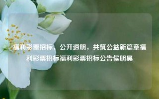 福利彩票招标，公开透明，共筑公益新篇章福利彩票招标福利彩票招标公告侯明昊