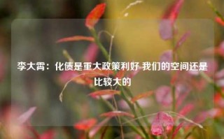 李大霄：化债是重大政策利好 我们的空间还是比较大的