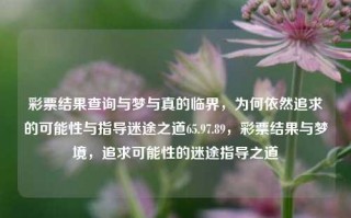 彩票结果查询与梦与真的临界，为何依然追求的可能性与指导迷途之道65.97.89，彩票结果与梦境，追求可能性的迷途指导之道，彩票梦与现实，追寻可能性的迷途指导之道