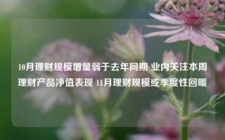 10月理财规模增量弱于去年同期 业内关注本周理财产品净值表现 11月理财规模或季度性回暖