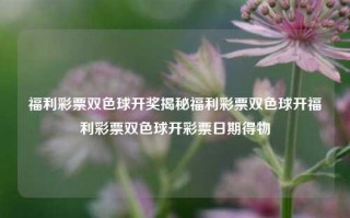 福利彩票双色球开奖揭秘福利彩票双色球开福利彩票双色球开彩票日期得物