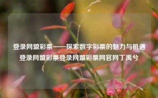 登录网盟彩票——探索数字彩票的魅力与机遇登录网盟彩票登录网盟彩票网官网丁禹兮