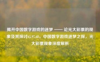 揭开中国数字游戏的迷梦 —— 论光大彩票的现象及其探讨65.97.68，中国数字游戏迷梦之探，光大彩票现象深度解析，中国数字游戏迷梦，光大彩票现象的深度解析与探讨