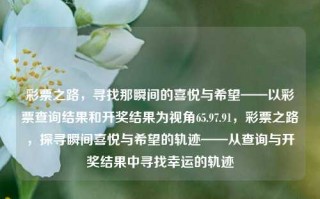 彩票之路，寻找那瞬间的喜悦与希望——以彩票查询结果和开奖结果为视角65.97.91，彩票之路，探寻瞬间喜悦与希望的轨迹——从查询与开奖结果中寻找幸运的轨迹，彩票之路，探寻幸运轨迹，寻找瞬间喜悦与希望——基于查询与开奖结果的探索