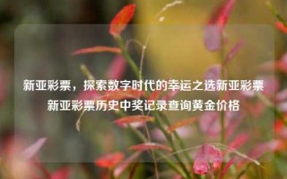 新亚彩票，探索数字时代的幸运之选新亚彩票新亚彩票历史中奖记录查询黄金价格