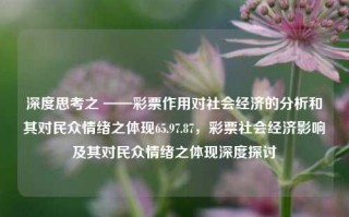 深度思考之 ——彩票作用对社会经济的分析和其对民众情绪之体现65.97.87，彩票社会经济影响及其对民众情绪之体现深度探讨，彩票在社会经济中的作用与影响，民众情绪之深度思考解析。