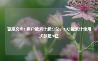 百度文库AI用户数累计超2.3亿，AI功能累计使用次数超28亿