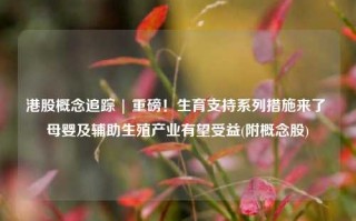 港股概念追踪 | 重磅！生育支持系列措施来了 母婴及辅助生殖产业有望受益(附概念股)