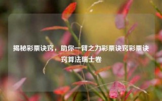 揭秘彩票诀窍，助你一臂之力彩票诀窍彩票诀窍算法瑞士卷