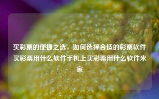 买彩票的便捷之选，如何选择合适的彩票软件买彩票用什么软件手机上买彩票用什么软件米家