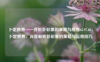 卜定胜券——浅析卦彩票的策略与应用65.97.68，卜定胜券，深度解析卦彩票的策略与运用技巧，深度揭示卜定胜券，彩票策略应用与解析之道