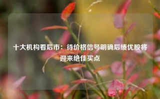 十大机构看后市：待价格信号明确后绩优股将迎来绝佳买点