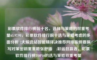 彩票软件排行榜前十名，选择与策略的双重考量65.97.91，彩票软件排行前十选与策略考虑的多面分析 7大候选站智能精择决推荐网排版纲要撰写对策密钥重重瞻张舒插;彩运狂赢者，彩票软件排行榜TOP10的选与策略双重考量，彩运狂赢者，彩票软件排行榜TOP10的选择与策略双重考量