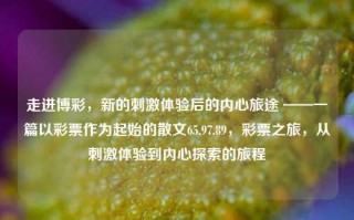 走进博彩，新的刺激体验后的内心旅途 ——一篇以彩票作为起始的散文65.97.89，彩票之旅，从刺激体验到内心探索的旅程，彩票之旅，从刺激体验到内心探索的旅程