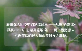 彩票在人们心中的多维涵义 ——从数字6解读6彩票65.97.78，彩票寓意解读，一码一看财源 -- 六色魔法的迷人和心灵触发之奥秘。，建议，六色魔力探秘，彩票背后的多维涵义与财源之秘。