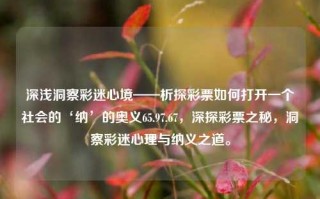 深浅洞察彩迷心境——析探彩票如何打开一个社会的‘纳’的奥义65.97.67，深探彩票之秘，洞察彩迷心理与纳义之道。，彩票背后的纳义之道，深探彩迷心理与奥秘