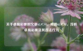 关于卓易彩票的文章65.97.91，揭露65.97.91，浅析卓易彩票及其违法行为，揭露与浅析，卓易彩票的违法行为及其65.97.91背后的真相