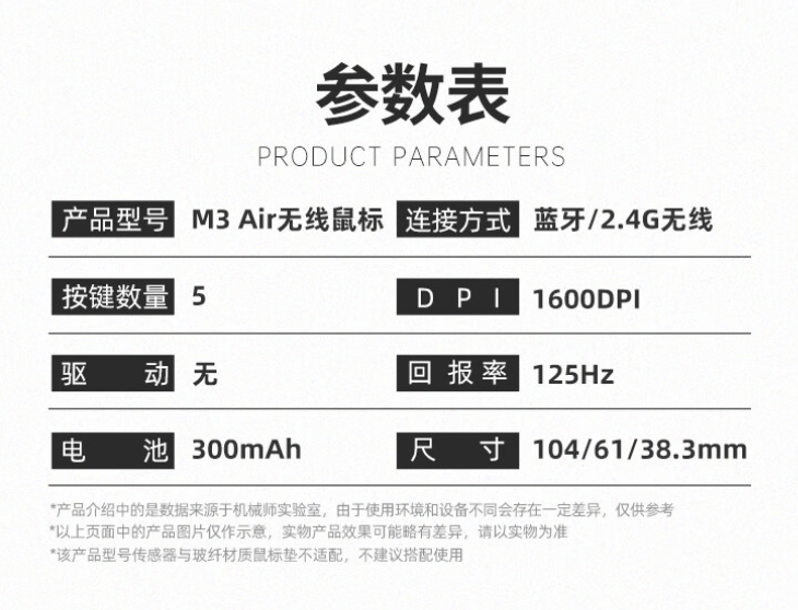 机械师推出 M3 Air 双模办公鼠标：65 克重量，12 天续航，59 元-第6张图片-彩票资讯