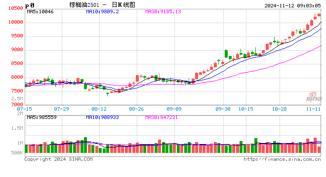 棕榈油期货加速冲高 升破万元关口创近两年半来新高-第2张图片-彩票资讯