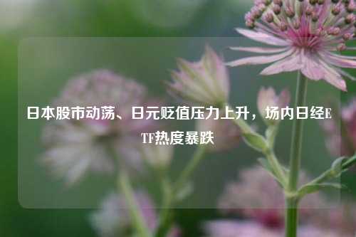 日本股市动荡、日元贬值压力上升，场内日经ETF热度暴跌-第1张图片-彩票资讯