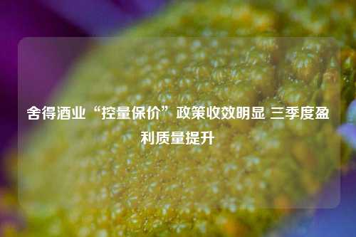 舍得酒业“控量保价”政策收效明显 三季度盈利质量提升-第1张图片-彩票资讯