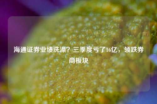 海通证券业绩洗澡？三季度亏了16亿，领跌券商板块-第1张图片-彩票资讯