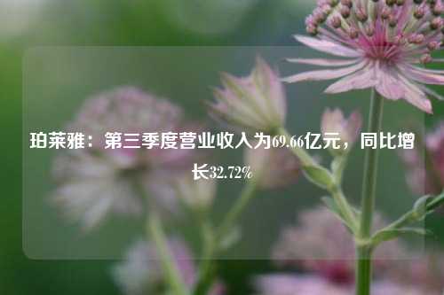 珀莱雅：第三季度营业收入为69.66亿元，同比增长32.72%-第1张图片-彩票资讯