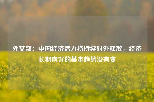 外交部：中国经济活力将持续对外释放，经济长期向好的基本趋势没有变-第1张图片-彩票资讯