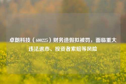 卓朗科技（600225）财务造假拟被罚，面临重大违法退市、投资者索赔等风险-第1张图片-彩票资讯