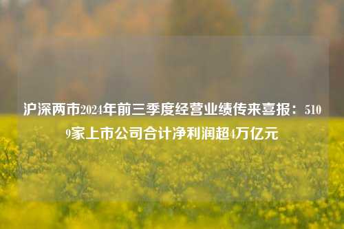 沪深两市2024年前三季度经营业绩传来喜报：5109家上市公司合计净利润超4万亿元-第1张图片-彩票资讯