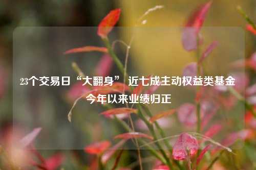 23个交易日“大翻身” 近七成主动权益类基金今年以来业绩归正-第1张图片-彩票资讯