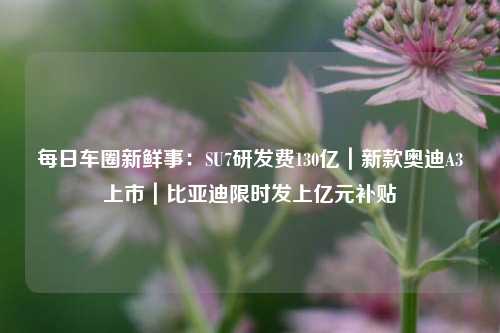 每日车圈新鲜事：SU7研发费130亿｜新款奥迪A3上市｜比亚迪限时发上亿元补贴-第1张图片-彩票资讯