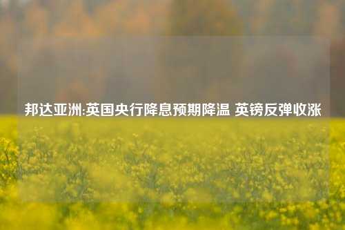 邦达亚洲:英国央行降息预期降温 英镑反弹收涨-第1张图片-彩票资讯