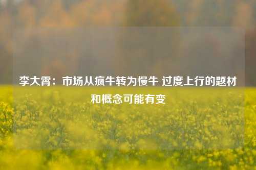 李大霄：市场从疯牛转为慢牛 过度上行的题材和概念可能有变-第1张图片-彩票资讯